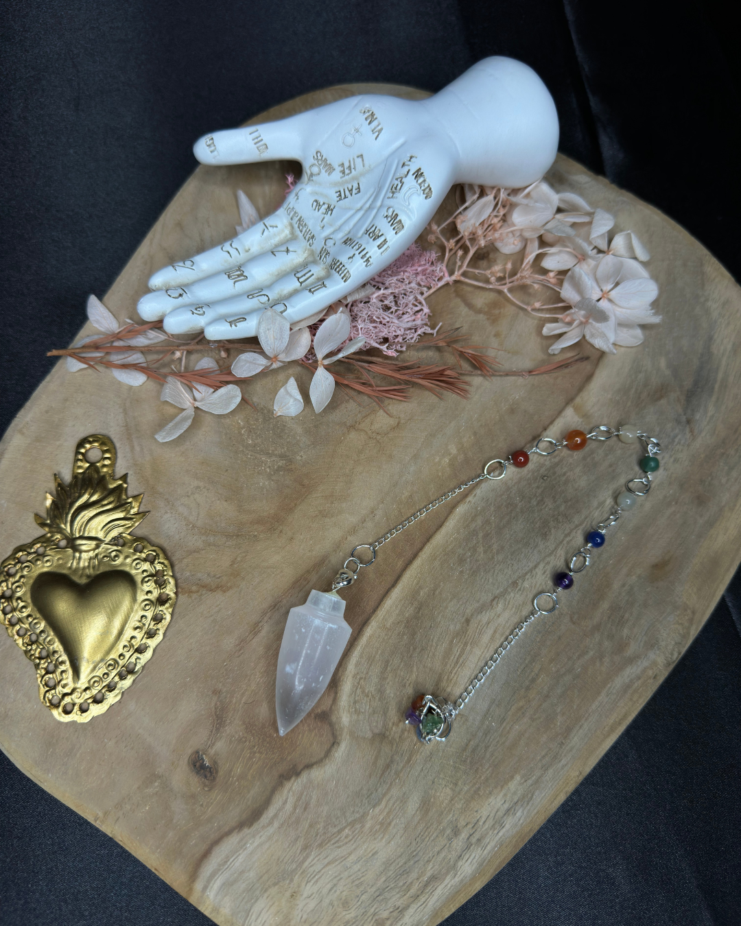 Pendule en Sélénite - Chakras