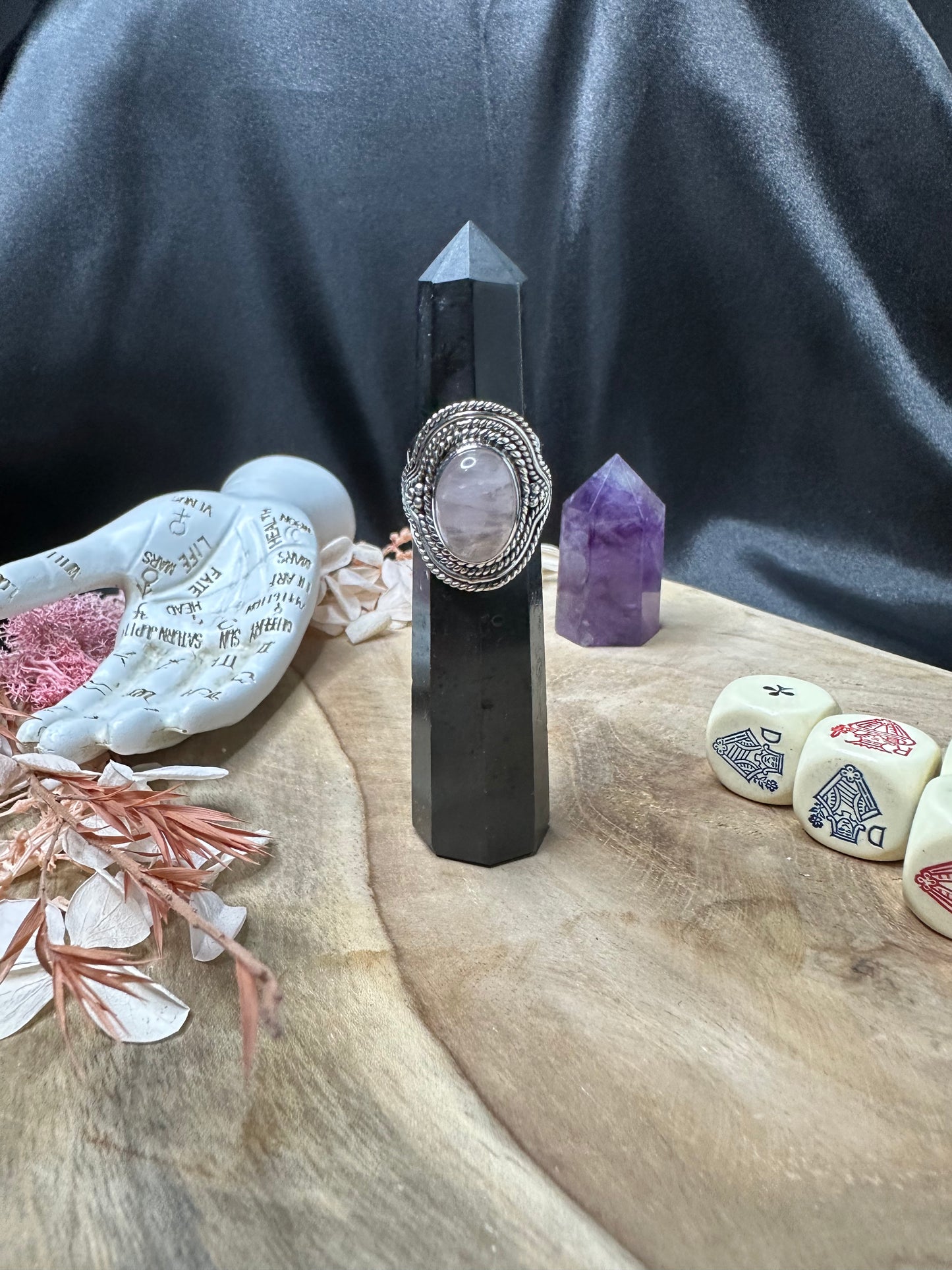 Bague Quartz Rose & Argent 925 (54) Amour & Apaisement