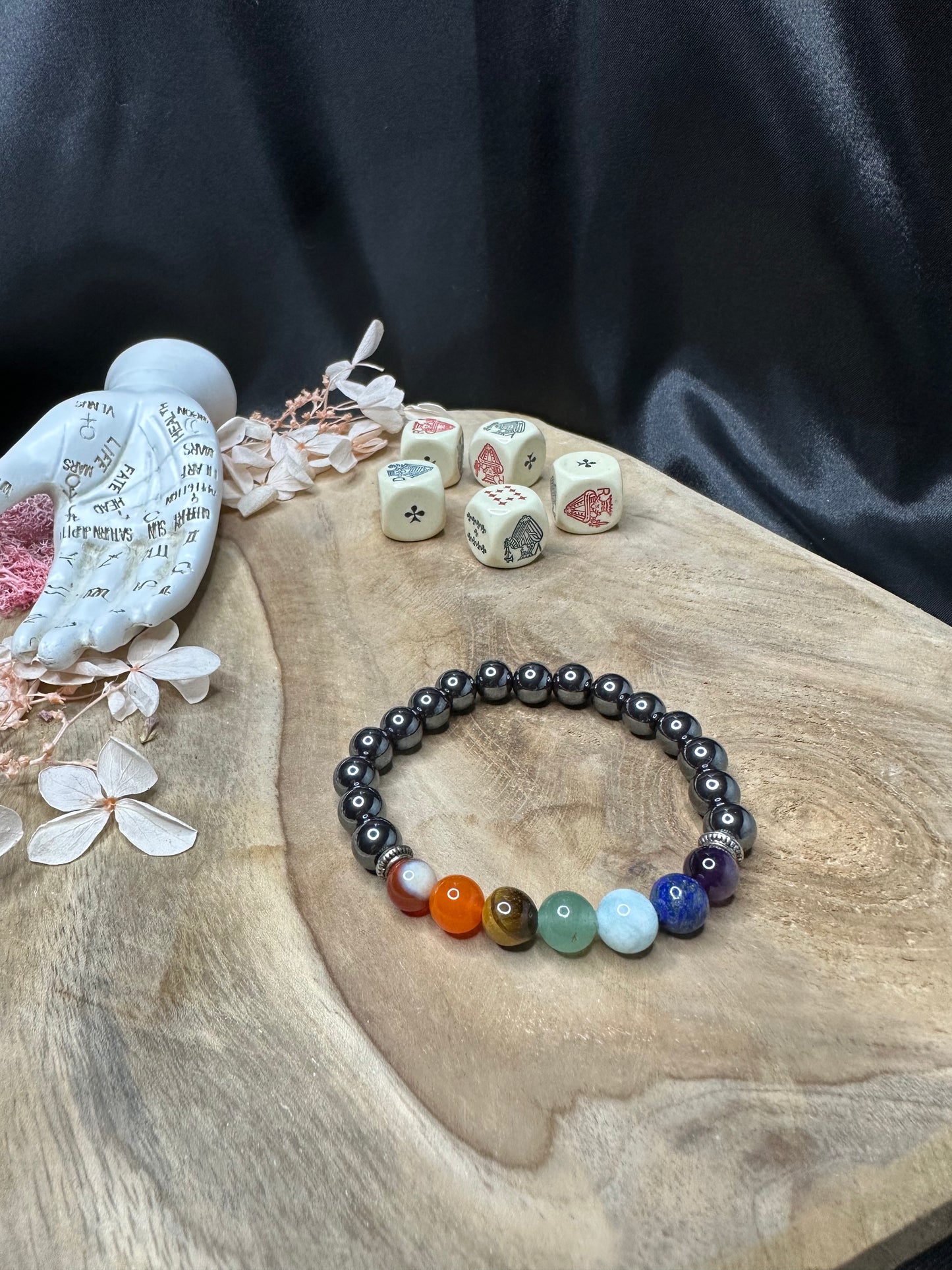 Bracelet Hématite & 7 Chakras - Ancrage & Équilibre