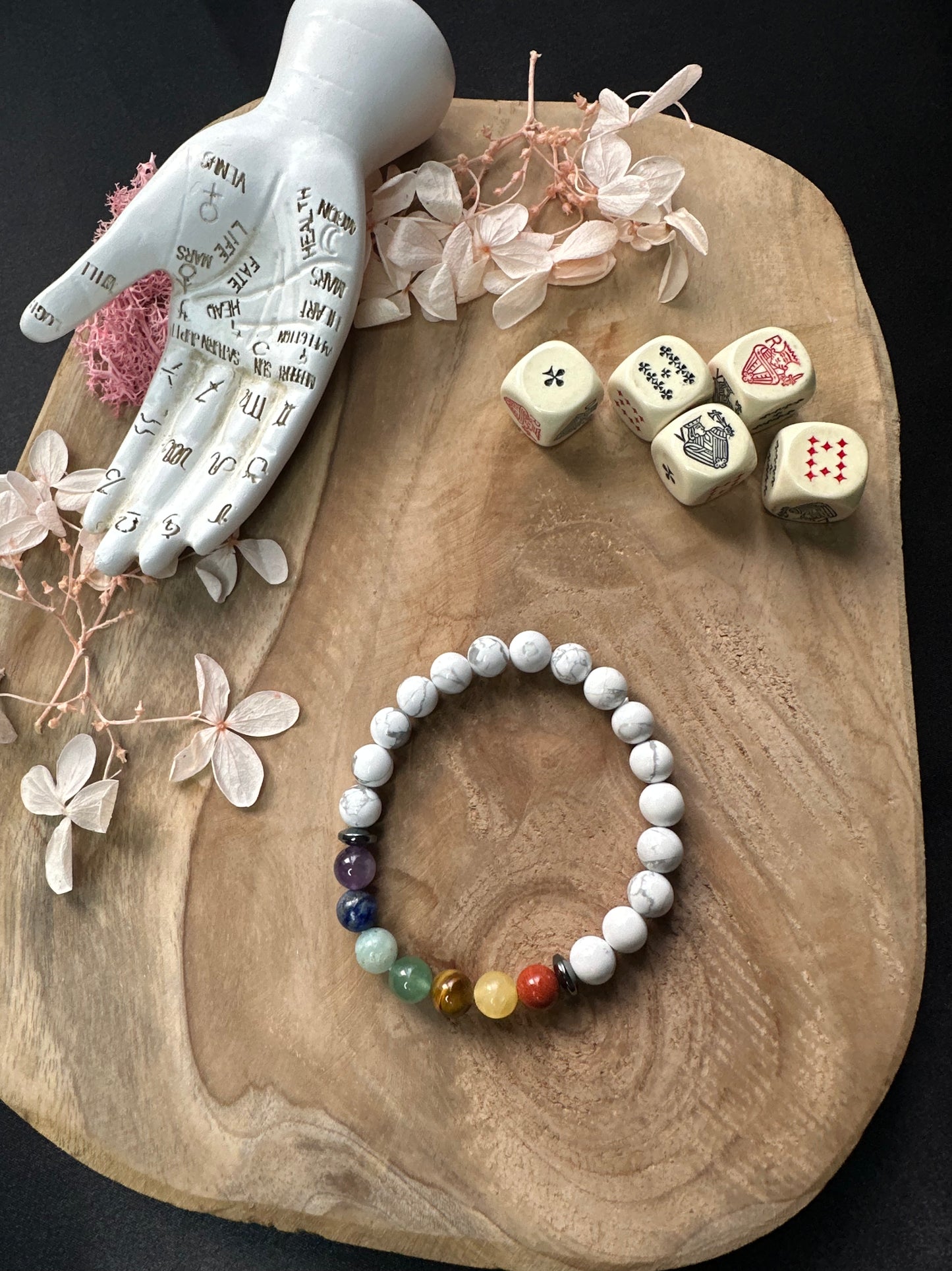 Bracelet 7 Chakras et Howlite Blanche – Équilibre & Apaisement