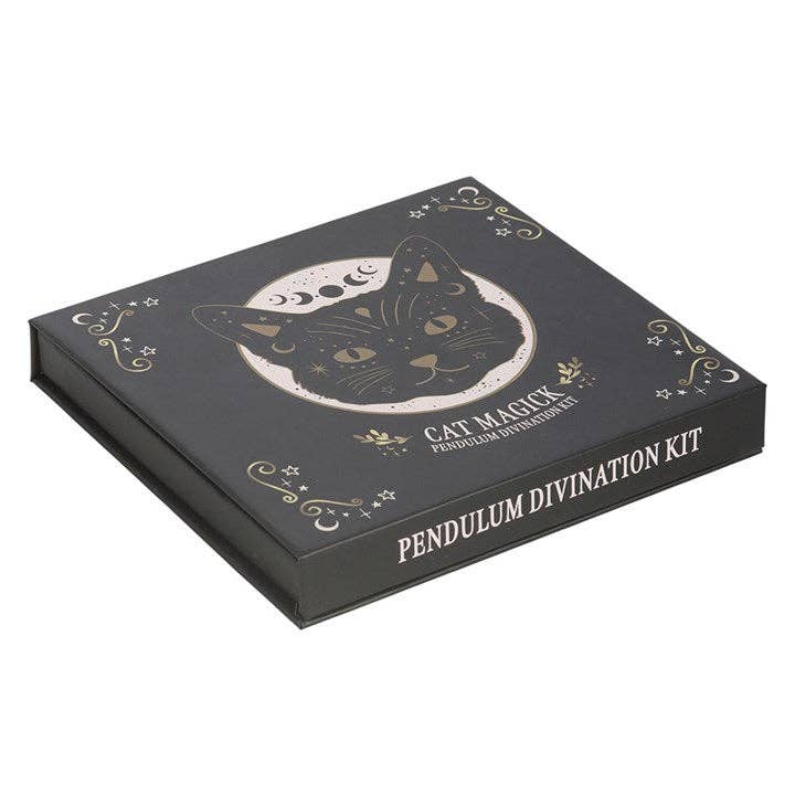 Kit Pendule « Chat Noir » – Obsidienne & Plateau Divinatoire