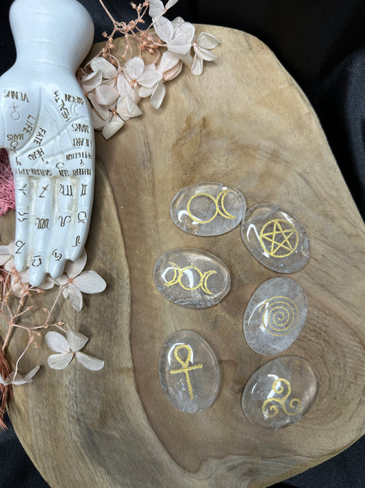 Wicca Symbols Cristal de Roche Set de 6