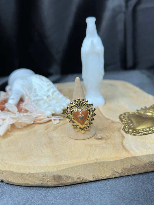 Bague Coeur Ex-Voto - Marron