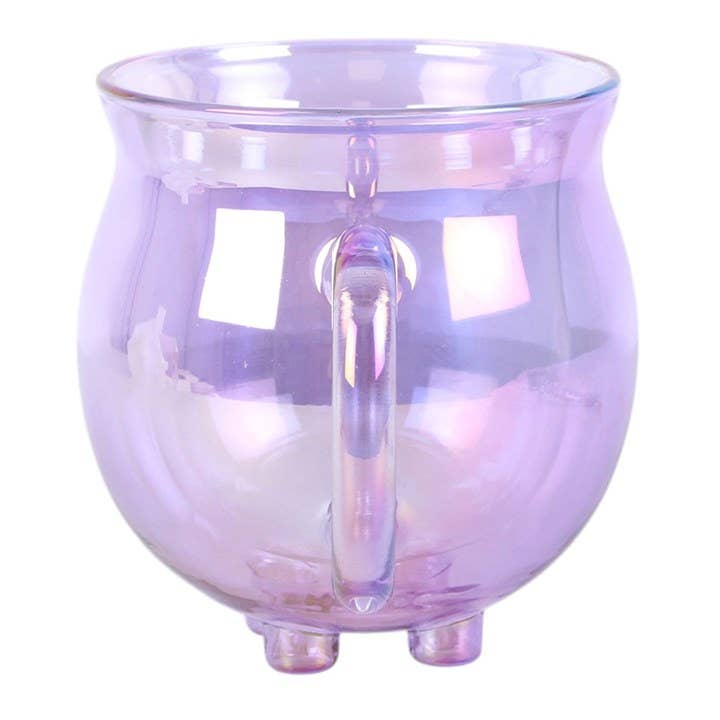Mug Chaudron en Verre Double Paroi Violet & sa Cuillère